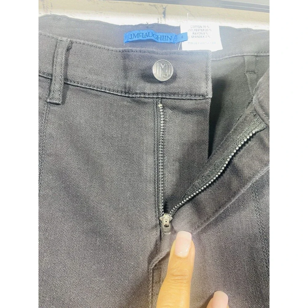 J. McLaughlin Rainey Jeans Womens Straight Leg Split Hem Black Size 4 NEW